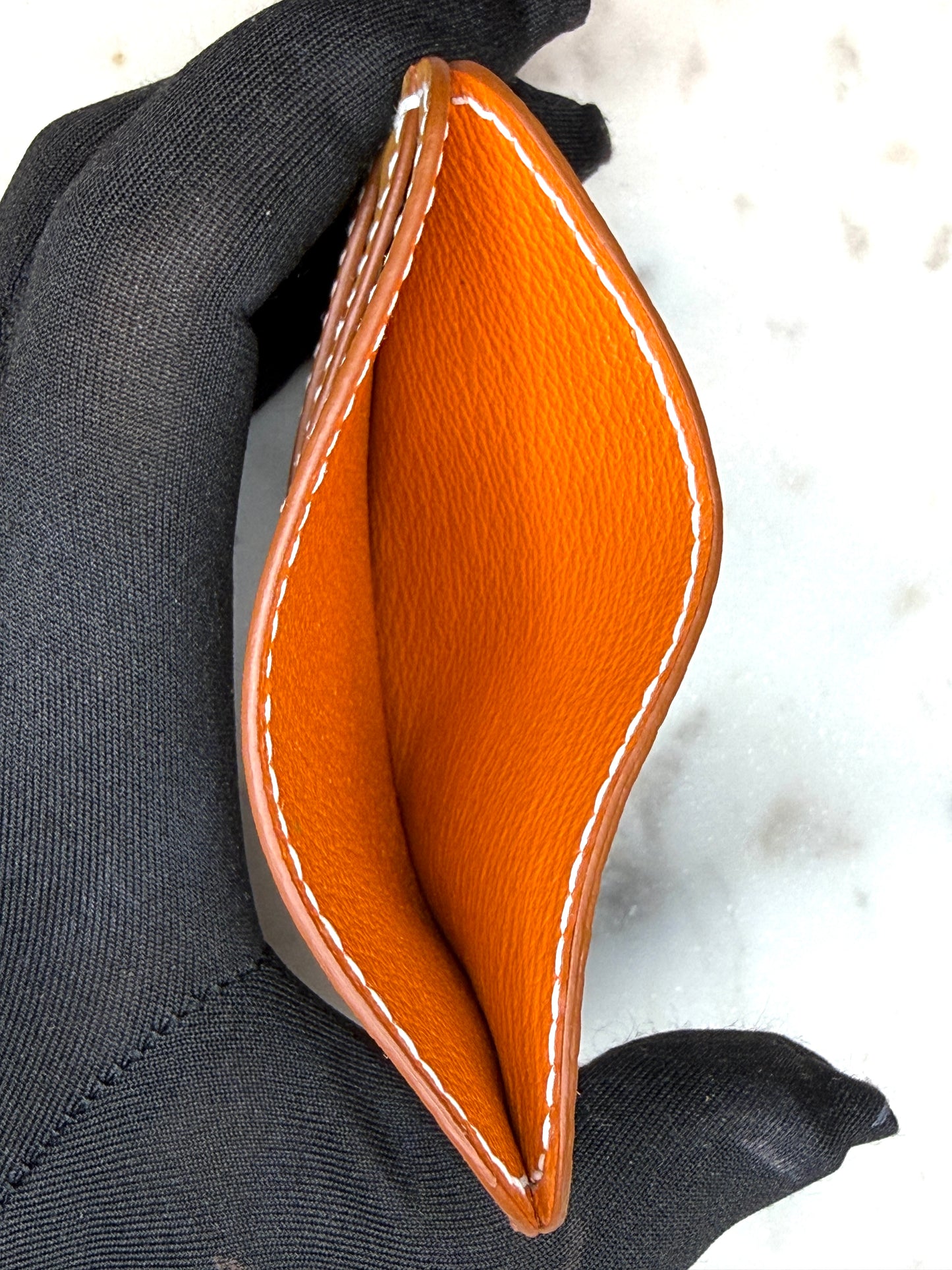 Essential card case olive ostrich