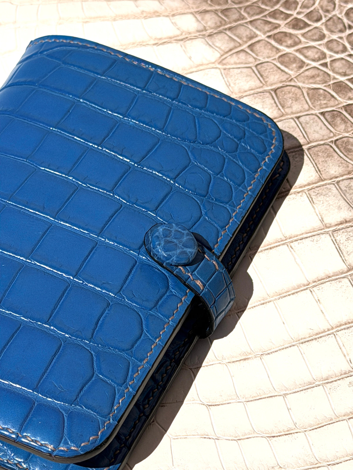 Meridian Passport Holder Blue Azur Matte Crocodile