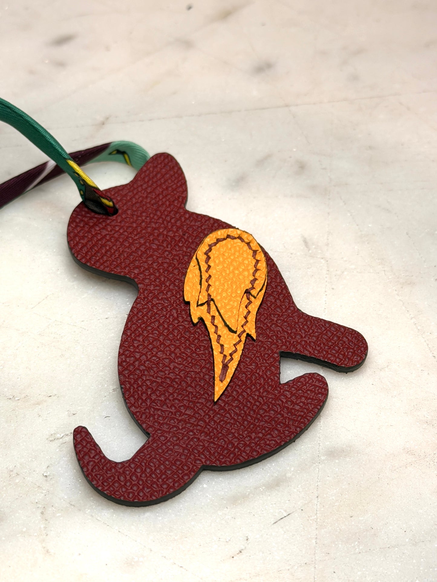 Dog Bag Charm Ruby & Orange Epsom