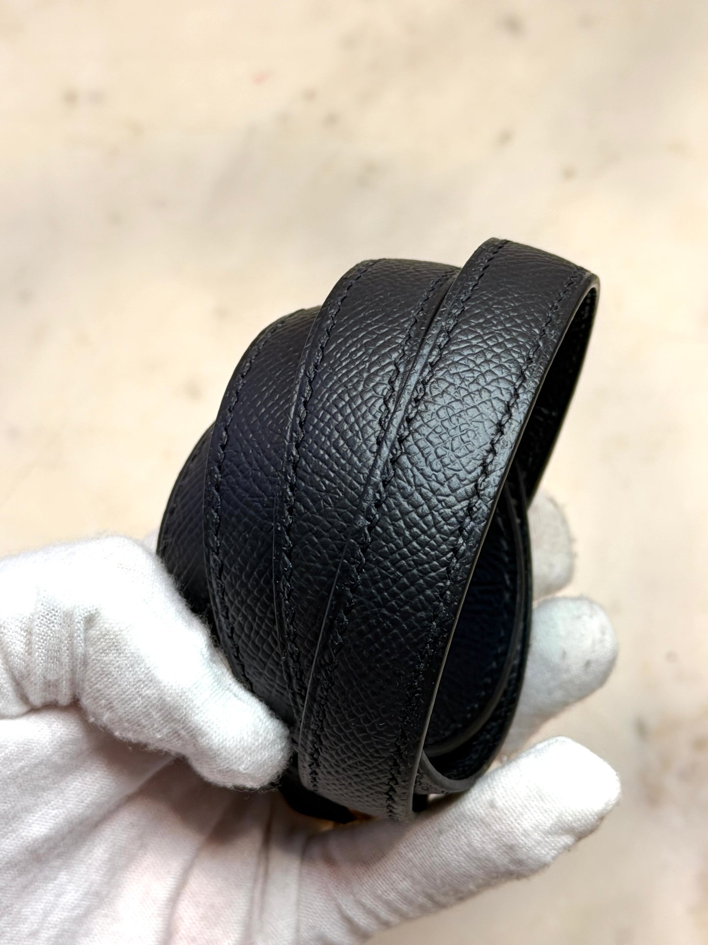 Leather strap Black Epsom