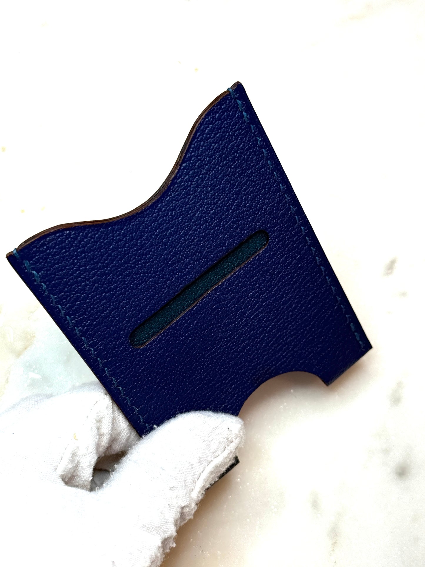 Evy Cardholder Deep Blue & Peacock Goat Skin