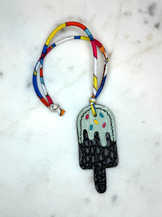 Popsicles bag charms mint and black crocodile