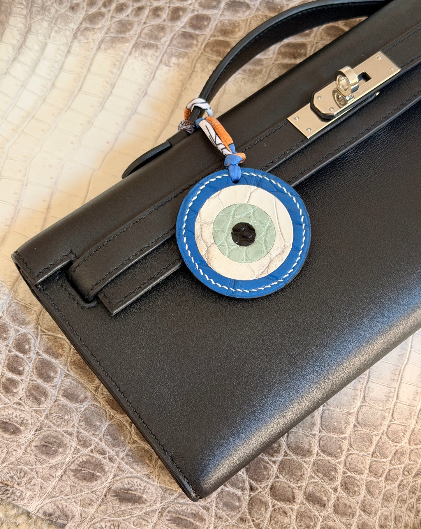 Evil Eye Bag Charm Matte Crocodile